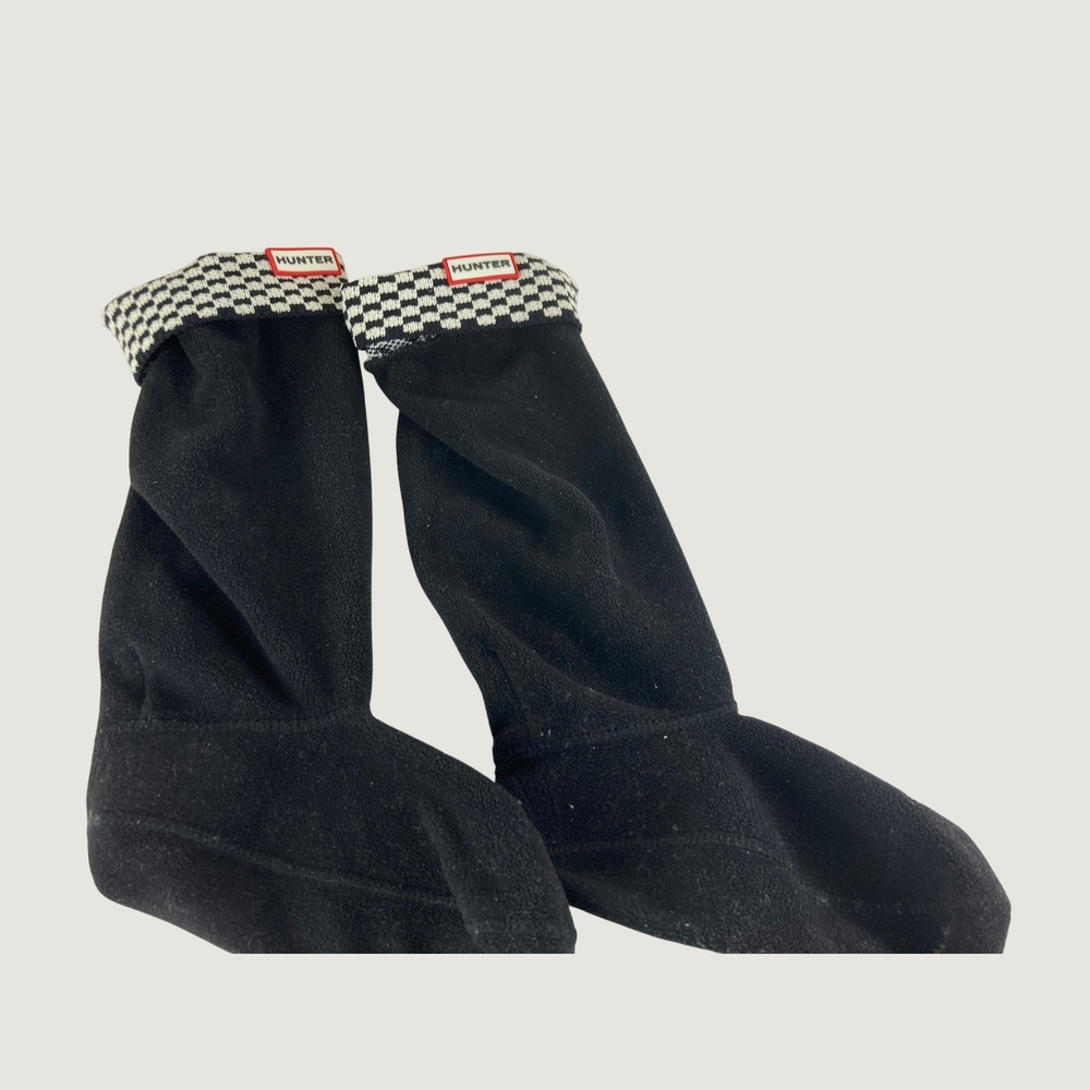 Hunter Boot Liners Women Medium Sz 5-7 Black Checkered Cuff Fleece Liners